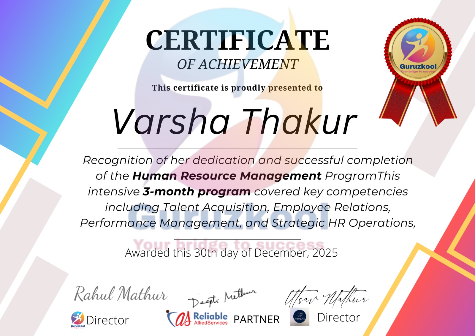 Guruzkool Certificate